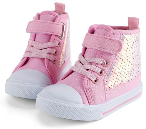 Cheerful Mario 2-6 Años Zapatillas de Lona Niña Casual Zapatos para Bebe Niña Moda Botas Lentejuelas Brillantes Rosa 25 EU