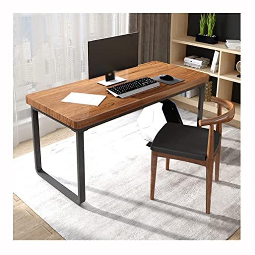 CAFIEDR Computertisch Moderner, einfacher Massivholzschreibtisch mit Stuhl - Massive Metallhalterung und 5 cm Kiefernholzplatte - Home-Office-Computertisch-Spieltisch, Einfach zusammenzubauen