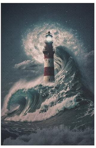 Puzzle Für Erwachsene, 1000 Teile, Leuchtturm, Holzpuzzle, Holzpuzzle, Geburtstagsgeschenke, Puzzle, Wanddekoration （78×53cm）