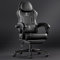 Dowinx Ergonomic Gaming Chair with Footrest, Pocket Spring Cushion and Massage Lumbar Support, High Back Leather Video Game Chair, 200kg Grey