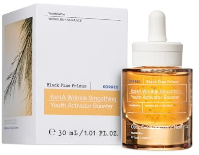 KORRES BLACK PINE PRIMUS 6-fach-Hyaluron Booster für Faltenglättung, anti-aging Serum für jugendlich aussehende Haut, silikon- und parabenfrei, vegan, 30 ml