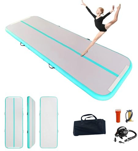 Inflatable Air Gymnastics Mat Training Mats 6.6ft/10ft/13ft/16ft/20ft Air Tumbling Mat Tumble Track with Air Pump for Gym Training Yoga Cheerleading Tumble Water Gymnastics
