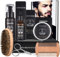 Bartroller,Bartpflege Set Mit Bart Roller Bartwuchsmittel Männer Comozon Bartroller Beard Growth Kit Mit Bartshampoo Bartöl Bartbalsam Rasiermesser Bartbürste Bartkamm Bartschere (6-in-1)