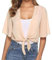 Generico 𝐁olero Rosa Cipria Cardigan Casual in Chiffon a Maniche Corte Tinta Unita da Donna Cardigan Donna (Beige, XXL)