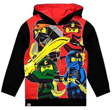 LEGO Ninjago Boys Hoodie | Kai, Lloyd, Jay And Nya Hooded Sweatshirt | Cotton Hoodie | Ninja Boys’ Hoodies | Black 10-11 Years