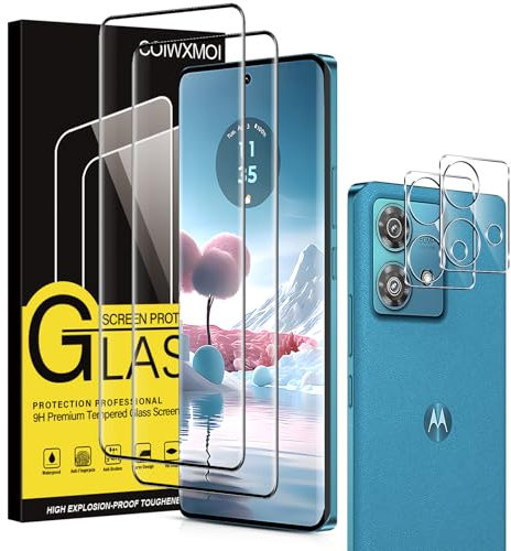 Coiwxmoi 2 Piezas Protector Pantalla Para Motorola Moto Edge 40 Neo Cristal Templado con 2 Protectora Lente Cámara Dureza 9H Antiarañazos Antihuellas Sin Burbujas Transparente Vidrio Película