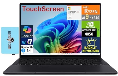 ASUS ProArt PX13 AI Gaming Laptop 2-in-1 Touchscreen da 13,3 display AMOLED 2,8K (AMD Ryzen AI 9 HX 370, 32 GB LPDDR5X, SSD M.2 PCIe da 1 TB, Win 11 Pro) w/MS 365 Personal, espansore porta USB DKZ