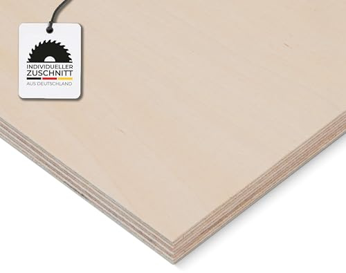 HausFux Multiplex-Platte nach Maß - 1,2 cm starkes Birken-Sperrholz, hohe Stabilität, kreuzweise verleimt - Handwerker-Qualität - Maßanfertigung (Natur, 80 x 60 cm)
