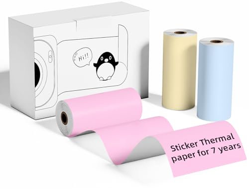 ASprink Farbiges Thermopapier für T02 M02X M02L M02 M02PRO M02S Mini-Drucker, Kompatibel mit P2 P2S M04S Tragbare Thermodrucker, 57mm x 3.5m, Gelb/Pink/Blau Aufkleberpapier, 5 Jahre Haltbarkeit