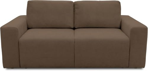 DOMO. collection Sofa Lares, Schlaffunktion & Federkern, Taupe | 2 Sitzer mit Schlaffunktion und losen Rückenkissen, komfortables Schlafsofa, 192 x 116 x 85 cm (BxTxH)