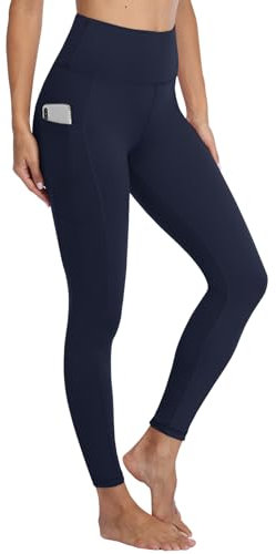 Gayhay Leggings Damen High Waist Sport Leggins mit Taschen Blickdicht Sporthose Lang Hose Bauchweg Laufhose für Sport Yoga Gym Dunkelblau XXL