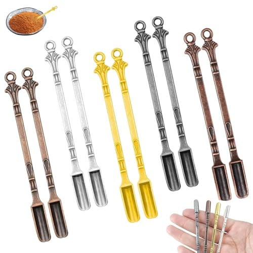 10PCS Mini Shovel Spoons, Medicine Spoons Tiny Metal Small Snuff Spoon for Filling Salt Spices Powder Glitter Mica Powder