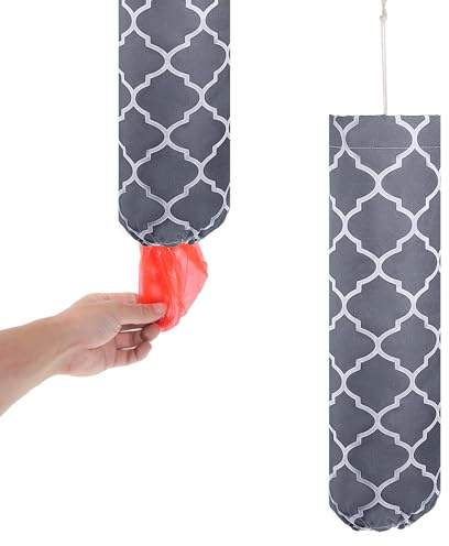 KFHENSOMR Plastic Bag Holder for Kitchen, 1pcs Cotton Plastic Bags Holder, Large Grocery Bag Storage Dispenser, Reusable Organizer Bags Carrier for Wall Home