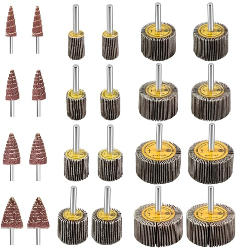 24 ruedas de solapa de lijado, lijadora para taladro de grano 80, vástago de 1/4 pulgadas