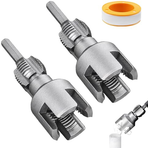 2 in 1 Gewindeschneider für Rohre aus PVC/PPR, 2 Stück integriertes Werkzeug für Innen- und Außengewinde, Schläuche mit 1/2 Zoll, 3/4 Zoll, Mehrzweck-Bohrmaschine