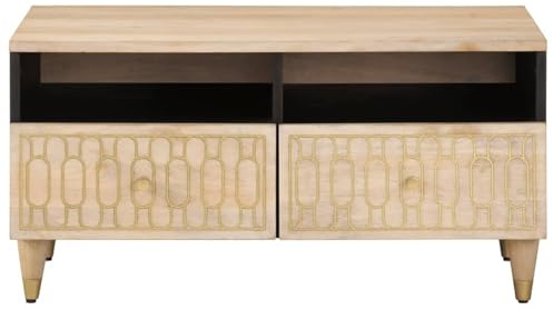 HOMELEN Couchtisch 80x54x40 cm Massivholz Mango für Moderne Einrichtung und gemütliches Ambiente,Tische & Kaffeetische