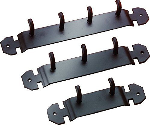 Jet Black 4 Hook Wall Mounted Fireside Tools Tidy