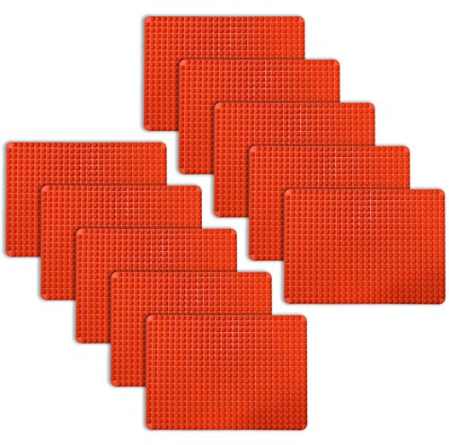 Pyramid Pan Silicon Baking Mat Large - Cooking Tray Non Stick - Fat Reducing Oven Sheet - 40.5x29cm - 10 Pack