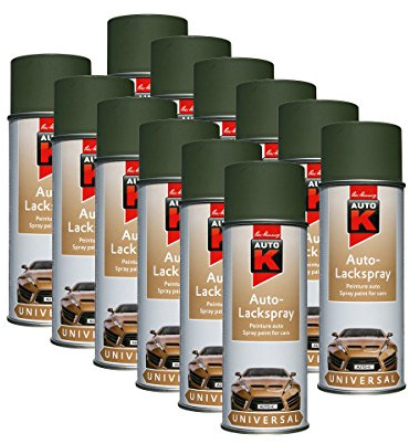 12x KWASNY 233 023 AUTO-K UNIVERSAL Auto-Lackspray RAL 6031 Natooliv Matt 400ml