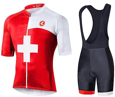 UGLY FROG Sport & Freizeit Herren Kurzarm Spain National Flag Atmungsaktiv Schnelltrocknend Trikot Anzüge Kurzarm Trikot Kurzärmeliges Radsport-Anzug Mountain Biking Kleidung Bib Kompression Hosen