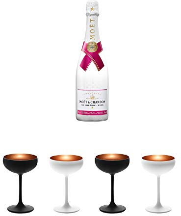 Moet Chandon Imperial Ice - ROSE - Champagner 0,75 Liter + Champagnerschale Stölzle 4 Gäser