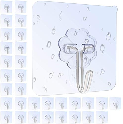 Karrong 32 Stück Haken Selbstklebend Handtuchhaken Max 8kg, Transparent Ohne Bohren Klebehaken Haken für Badezimmer Küche Bad