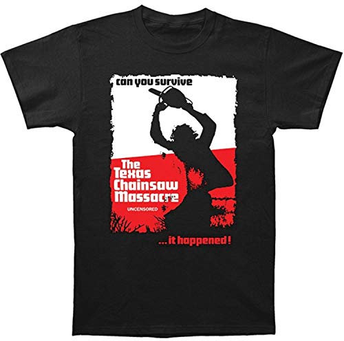 Men Cotton T Shirts Texas Chainsaw Massacre Mens Can You Survive Slim Fit T Shirt Black