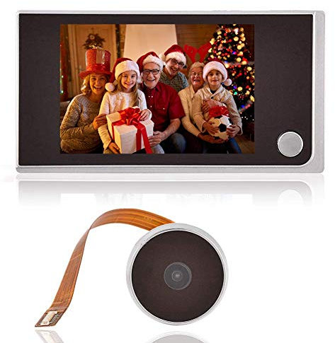 Digital Door Viewer, 3.5 Inches Indoor HD LCD Color Screen, Outdoor Peephole with Doorbell, Black