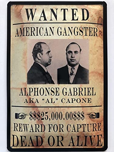 Blechschild 20x30cm gewölbt Wanted Al Capone Mafia Dead Or Alive Deko Geschenk Schild