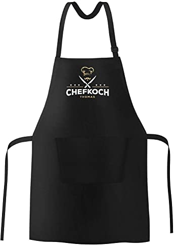 SpecialMe® Küchen-Schürze Name anpassbar Schriftzug Chefkoch/Chefköchin individualisierbar Kochschürze Männer Frauen Schwarz unisize