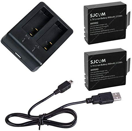 Yangers 2-Pack 900mAh Battery & USB Dual Charger Set for Sjcam SJ4000 SJ5000 M10 Action Camera