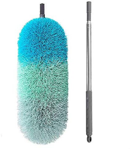 spolverino in microfibra con asta allungabile, 254 cm, telescopico a ragnatela per pulizia, testa pieghevole