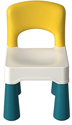 burgkidz Kinderbausteine Plastikstuhl, Verbesserter Ergonomischer Lern- und Spielstuhl mit Rückenlehne, Geeignet für Kinder zum Sitzen, Macron