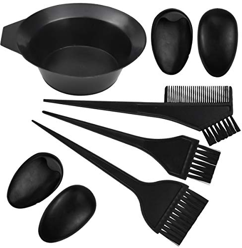 Jinlaili 6PCS Kit per tingere i capelli, Pennello per Tinta Capelli, Salon Tinta Capelli Pennello Colore per colorazione fai da te con pennelli, ciotole, copriorecchie, Strumento di Capelli Colore Kit