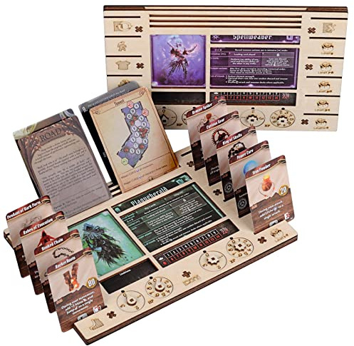 Gloomhaven/Frosthaven Spieler-Dashboard mit HP & XP Zifferblatt-Trackern, 2 Stück, Birke Sperrholz Hero Organizer für Platz auf Ihrem Tisch