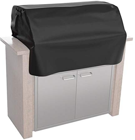 BBQ Grill Abdeckung Outdoor Wasserdicht Eingebaute Grill Top Abdeckung 210D Oxford Tuch Wetterbeständig Grillabdeckung Anti-UV BBQ Abdeckung mit Aufbewahrungstasche für die meisten Gasgrill (schwarz)