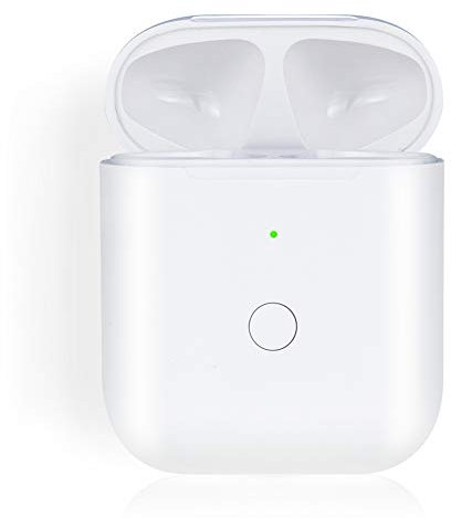Charging Case Replacement Compatible with Air Pods Gen 1 2, Charger Case with Bluetooth Pairing Button, Support Wired & Wireless Charging, White