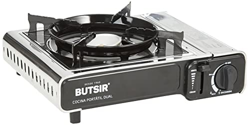 BUTSIR COCINA PORTATIL DUAL, Alimentación por gas, Acero inoxidable. APTA PARA BOTELLAS Y BOMBONAS. NOVEDAD