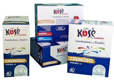 Kosè By Kimbo Capsule Cremoso, CompatibiliNespresso Original - 4 Astucci Da 40 Capsule ( Totale 160 Unità)