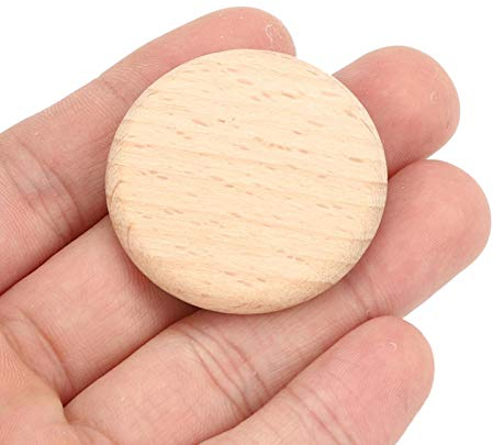 50Pcs Round Unfinished Wood Cutout Circles Chips Wooden Blank Slices for Arts Crafts Projects, Board Game Pieces Ornaments(3.8CM)