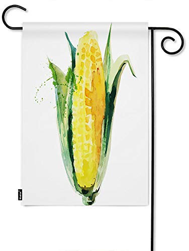 Moslion Maiskolben-Flagge mit grünen Blättern, doppelseitiges Banner für Landwirtschaft, Lebensmittel, Gemüse, Willkommensflagge, Außendekoration, 30,5 x 45,7 cm