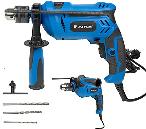 Corded 850W Rotary Hammer Drill with Drill Bits Set, 360° Rotating Handle, Hammer & Drill Dual Mode, 13mm Chuck, Variable Speed with Lock Speed Button for Wood, Metal, Plastic, Concrete