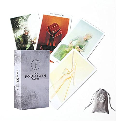 La fontaine Tarot, cartes de tarot, jeu de cartes, sac de rangement en velours, 79 cartes, taille 11 x 6 cm, pour adultes, 18+