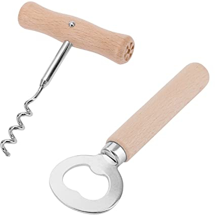 Westmark Set: 1 Korkenzieher (Wendel mit Seele) + 1 Flaschenöffner, Holz/Stahl, Woody, Hellbraun/Silber, 100822E7