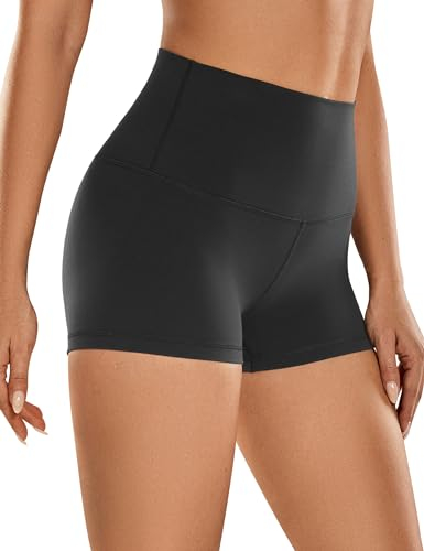 CRZ YOGA Butterluxe Damen Radlerhose Kurze Sporthose High Waist Yoga Sommer Shorts Laufshorts Fitness Hose - 6.3cm Schwarz 38