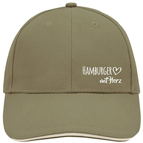 Huuraa Basecap Hamburger mit Herz Geschenk Olive/Beige Hamburger Accessoire
