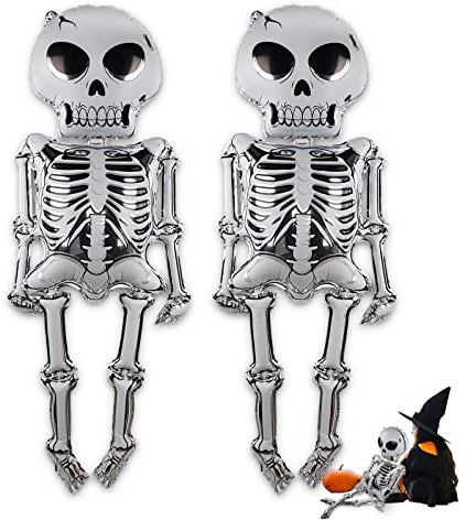 Halloween Skelett Ballon,Halloween Party Luftballons,XXL Kinder Skelett Folienballon Helium Ballons,für Halloween,Kinder Party Deko, Fasching Karneval Garten Horrorparty,Spukhausdekoration (86*158cm)