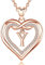 AEONSLOVE Collier Lettre Femme Cuivre Plaqué Or Rose Pendentif Initiale Coeur Fille Collier Personnalisé Prénom avec Zircone Cubique Bijoux Lettre Y Alphabet Cadeau Anniversaire