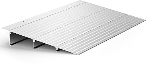 Door Threshold Ramp 3 Rise Door Ramp Aluminum Entry Ramp or Doorways Rated 800 lbs Load Capacity forWheelchair Scooters Power Chairs Walkers Metallic