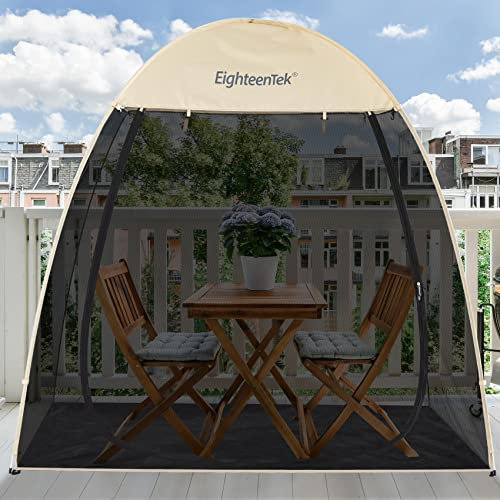 EighteenTek Screen House Room Pop-Up-Pavillon, Outdoor, Camping, Baldachin, Zelt, Sonnenschutz, Netzwände, Nicht wasserdicht, 2,1 m x 1,2 m x 1,8 m, Beige